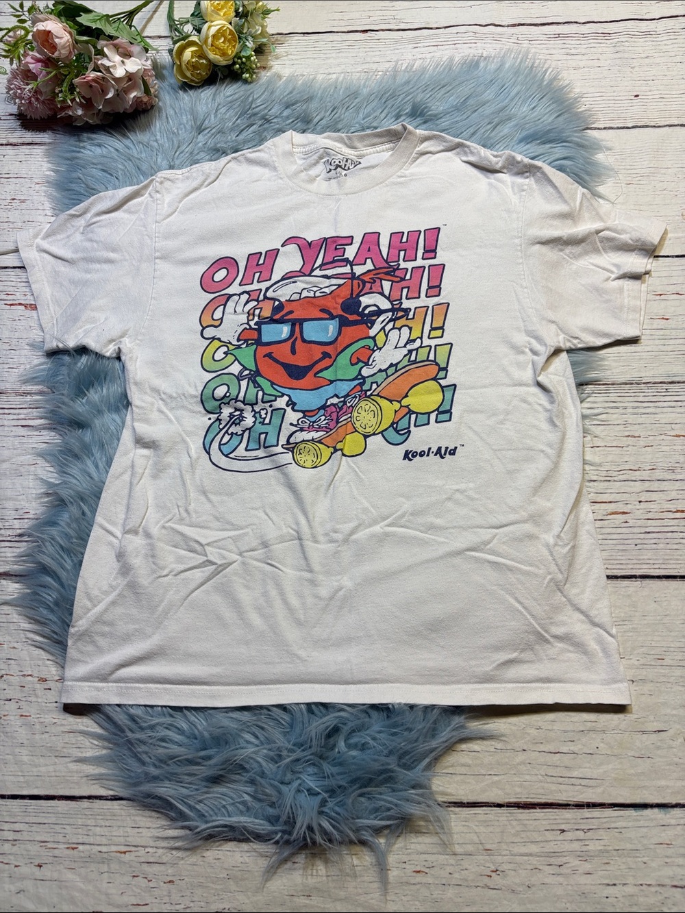 Kool-Aid Vintage Graphic Tee - White with Multicolor Print Sz L